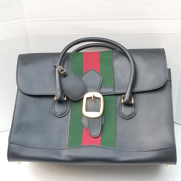 Auth Vintage Gucci Web Rare UNISEX Boston Carryall weekender mini luggage XL bag - Picture 2 of 16